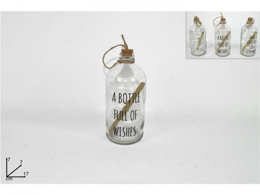 BOTTIGLIA VETRO C/MESSAGGIO 17CM ASSORTITI PREZZO CAD UNO