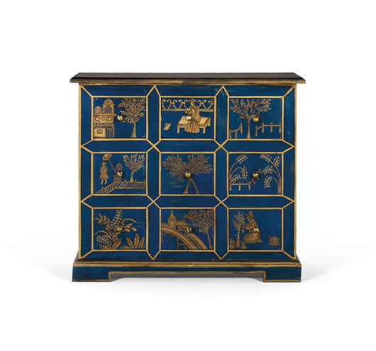 Cassettiera a 9 cassetti realizzata a mano in legno di mango e MDF