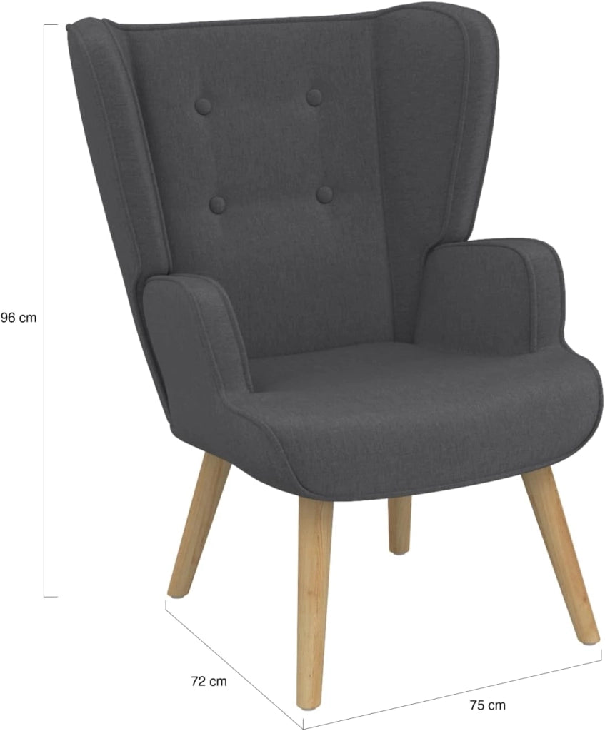 Sillón escandinavo SVEN en tejido gris antracita