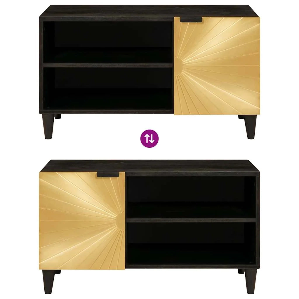 Mobile porta TV funzionale rettangolare 80 x 33 x 46 cm stile moderno chic legno ingegnerizzato nero 02_0057759