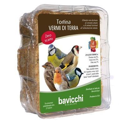 TORTINA LOMBRICHI PER UCCELLI SELVATICI  DA 315G DI BAVICCHI