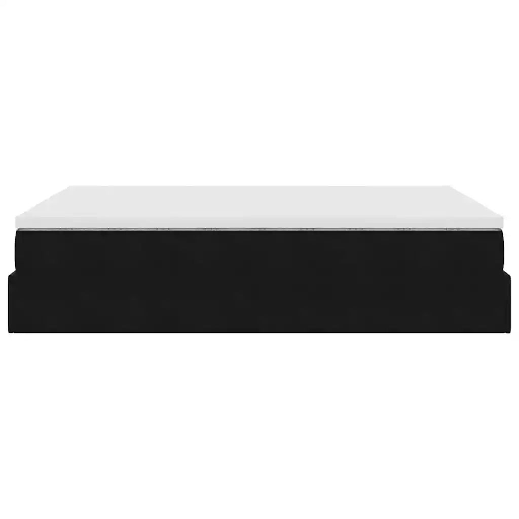 Struttura Letto Pouf con Materasso Nero 140x200 cm in Velluto 3311191