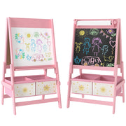 Cavalletto 3 in 1 per Bambini ¨C Xylo ¨C Lavagna, Whiteboard, Portarotolo, 2 Contenitori, Rosa, 3-8 Anni