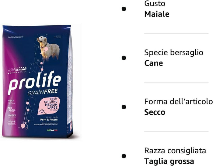 Confezione 2x10kg maiale e patate - prolife - Grain Free Adult Sensitive M/L