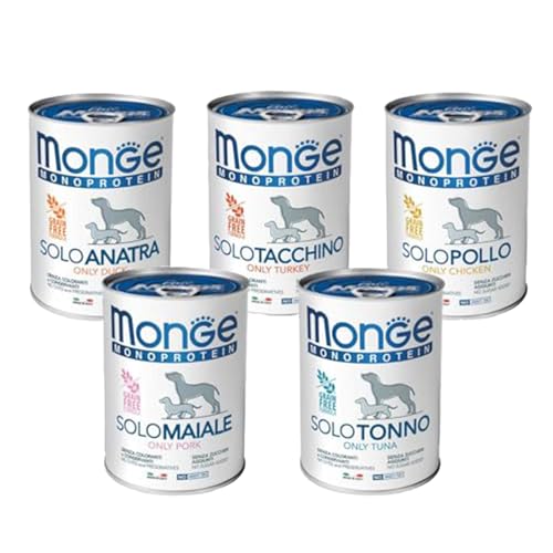 Monge cibo in scatola umido monoproteico per cani 400gr - pacco da 24 lattine size: 400gr, flavor: Coniglio Mela