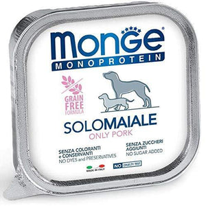Monge Alimento Cibo Umido per Cani MONOPROTEICO 100% Maiale GR.150X24