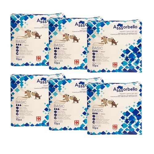 FERRIBIELLA CANE TRAVERSINE TAPPETINI IGIENICI CANE BASIC 90 X 120 CM DA 60 P...