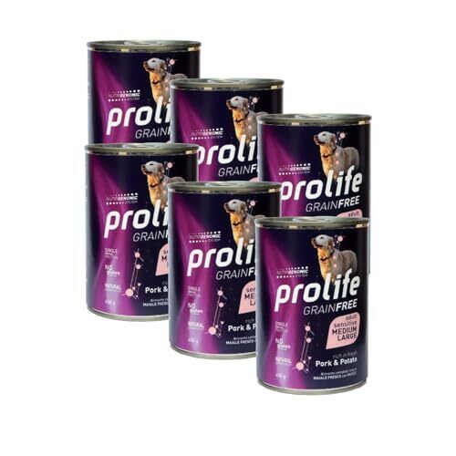 PROLIFE DOG UMIDO 6x400GR ADULT MAIALE & PATATE GRAIN FREE MEDIUM/LARGE