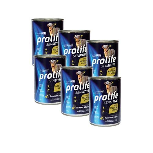 PROLIFE UMIDO CANE 6X400GR ADULT SENSITIVE RENNA & PATATE MEDIUM/LARGE - Conf...