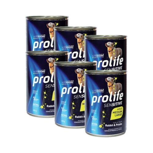 PROLIFE UMIDO CANE 6x400GR ADULT SENSITIVE CONIGLIO & PATATE MEDIUM/LARGE - C...