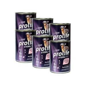 PROLIFE UMIDO CANE 6x400GR ADULT STERELISED MAIALE & RISO MEDIUM/LARGE