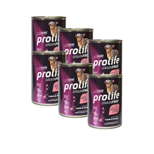 PROLIFE UMIDO CANE 6x400GR ADULT GRAIN FREE AGNELLO & PATATE MEDIUM/LARGE - C...