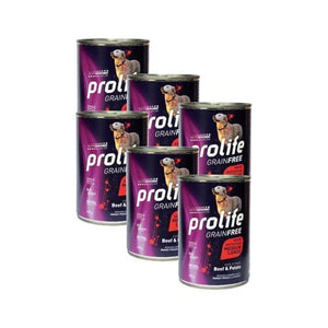 PROLIFE UMIDO CANE 6x400GR ADULT GRAIN FREE MANZO & PATATE MEDIUM/LARGE - Con...
