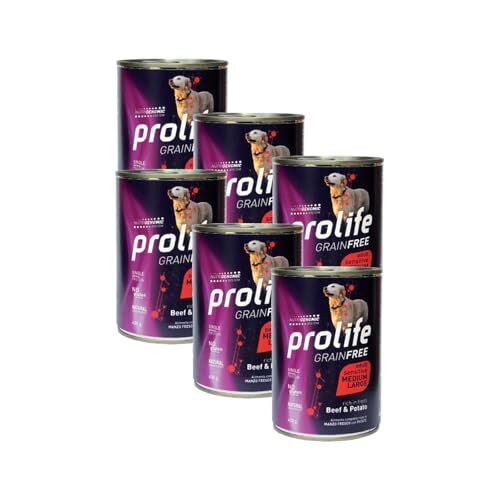 PROLIFE UMIDO CANE 6x400GR ADULT GRAIN FREE MANZO & PATATE MEDIUM/LARGE - Con...
