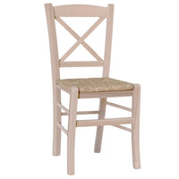 Sedia in legno croce con seduta in paglia grezza da verniciare