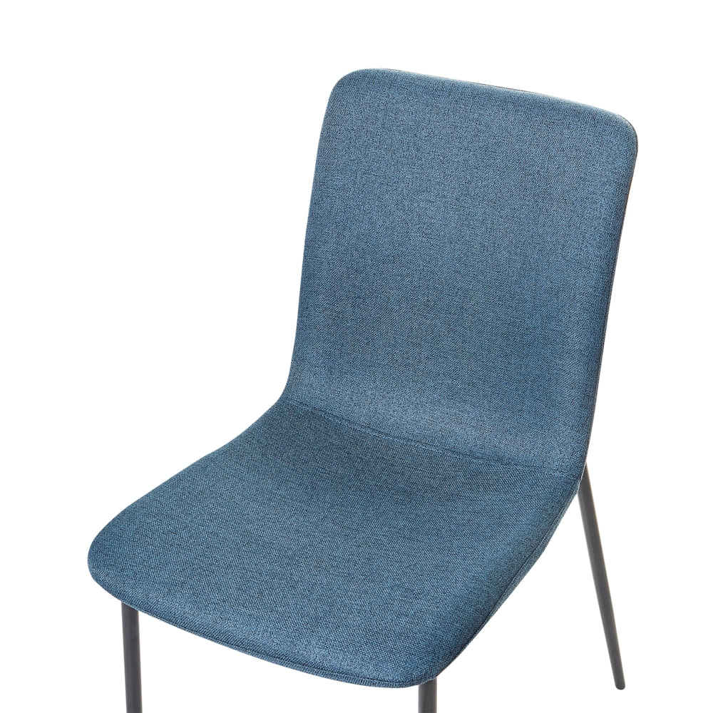 Set di 4 sedie da pranzo in tessuto poliestere Blu Scuro Sala da pranzo Gambe in ferro Elegante