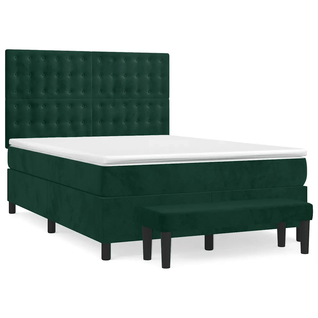 Giroletto a Molle con Materasso Verde Scuro 140x200 cm Velluto 3138088