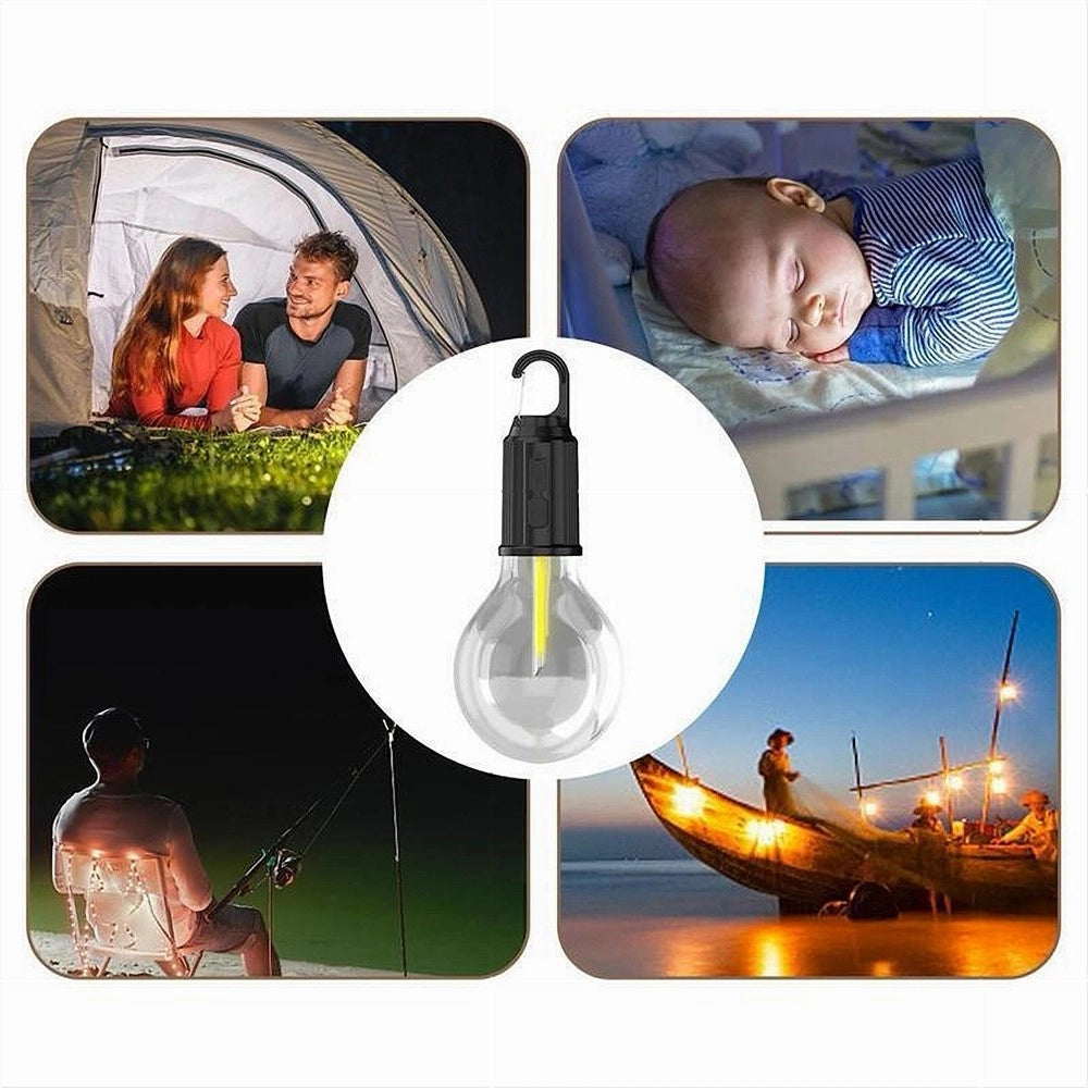Trade Shop - Lampada Lampadina Led Bulbo Ricaricabile 3 W Usb Gancio Campeggio Tenda Camper -