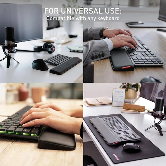 Palmiere ergonomica con piedini estensibili - compatibile con ogni tastiera - 3 diverse angolazioni - larghezza extra - nero