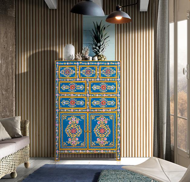 Credenza alta realizzata a mano con legno di mango e MDF 122 cm