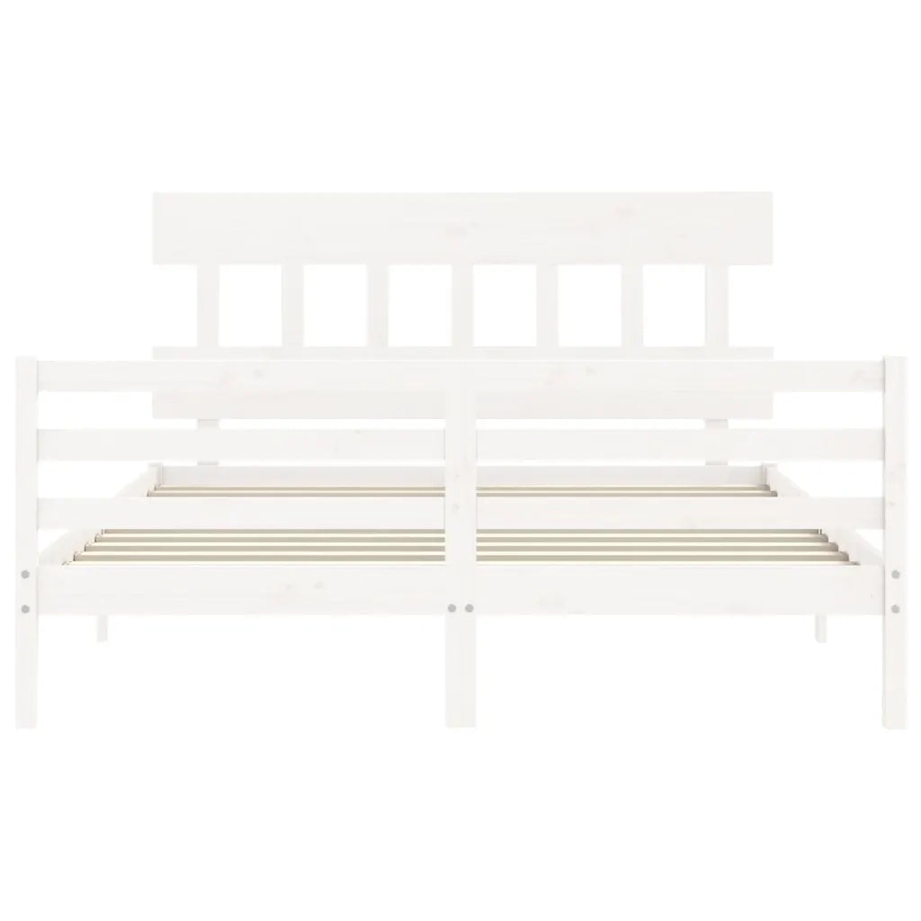 Giroletto con Testiera-Struttura Letto con testiera Bianco 160x200 cm Legno Massello 396444