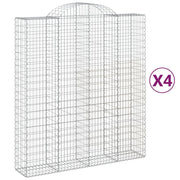 Set di 4 gabbioni ad arco per recinzione gabbia o muro di contenimento 200 x 50 x 220/240 cm ferro zincato argento 02_0041448