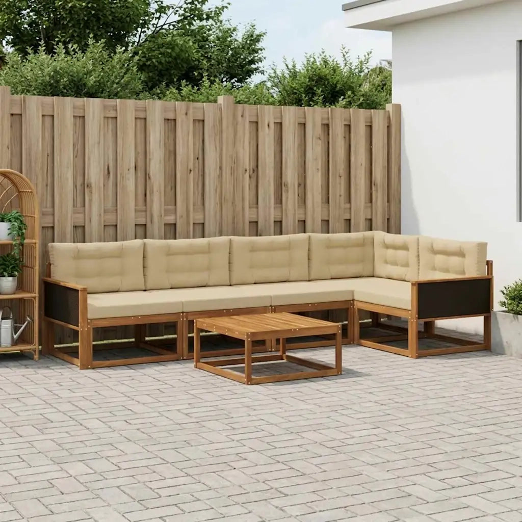 Set di divani da esterno con cuscino 6 pcs Naturale e Beige