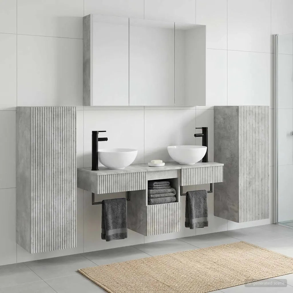 Set di mobili per il bagno 6 pcs Grigio Cemento 3407122