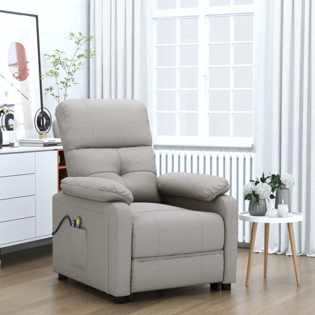 Poltrona Massaggiante | Sedia Relax Elettrica Tortora in Tessuto