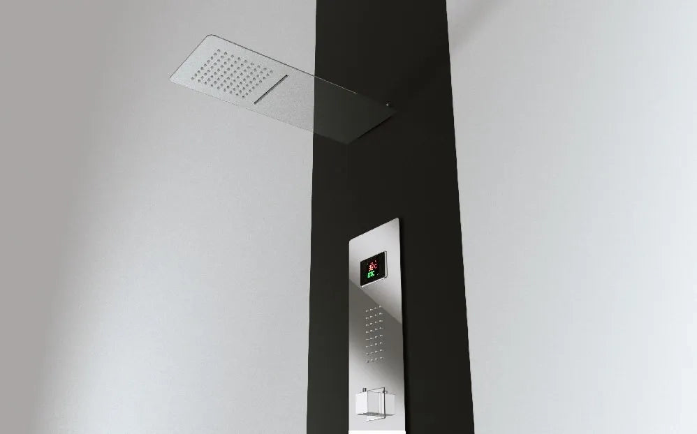 Kit doccia a 4 vie con idromassaggio e cascata acciaio inox da incasso fornito completo