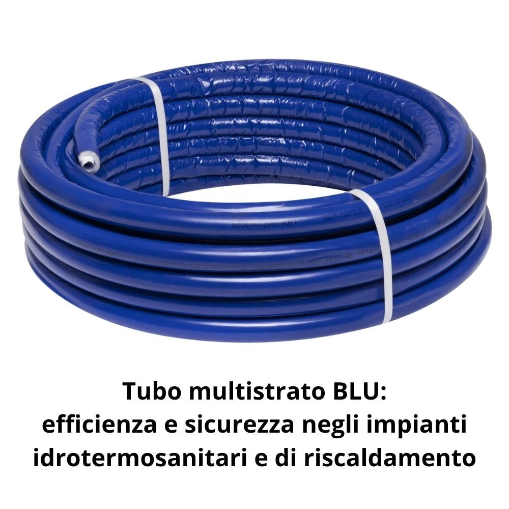 Tubo multistrato blu per riscaldamento e sanitario *** diametro 16 millimetri, lunghezza metri 25, confezione 1