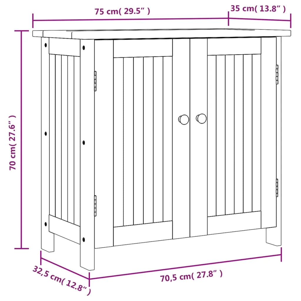 Mobile da Giardino75x35x70 cm in Legno Massello di Acacia