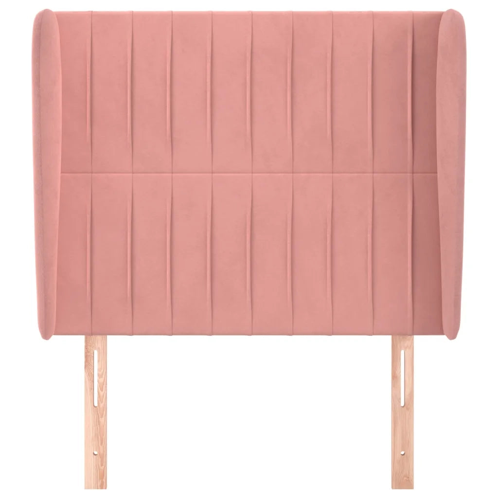 Testiera ad Orecchio-Testata con Orecchie Rosa 103x23x118/128 cm in Velluto 401552