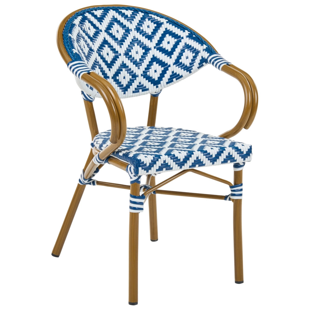 Set di 4 sedie da giardino in Rattan  blu e bianco con struttura in alluminio
