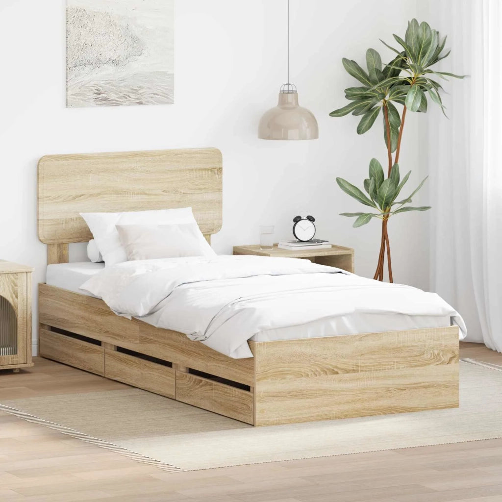 Struttura del letto con cassetto Rovere Sonoma 75 x 190 cm 3412236