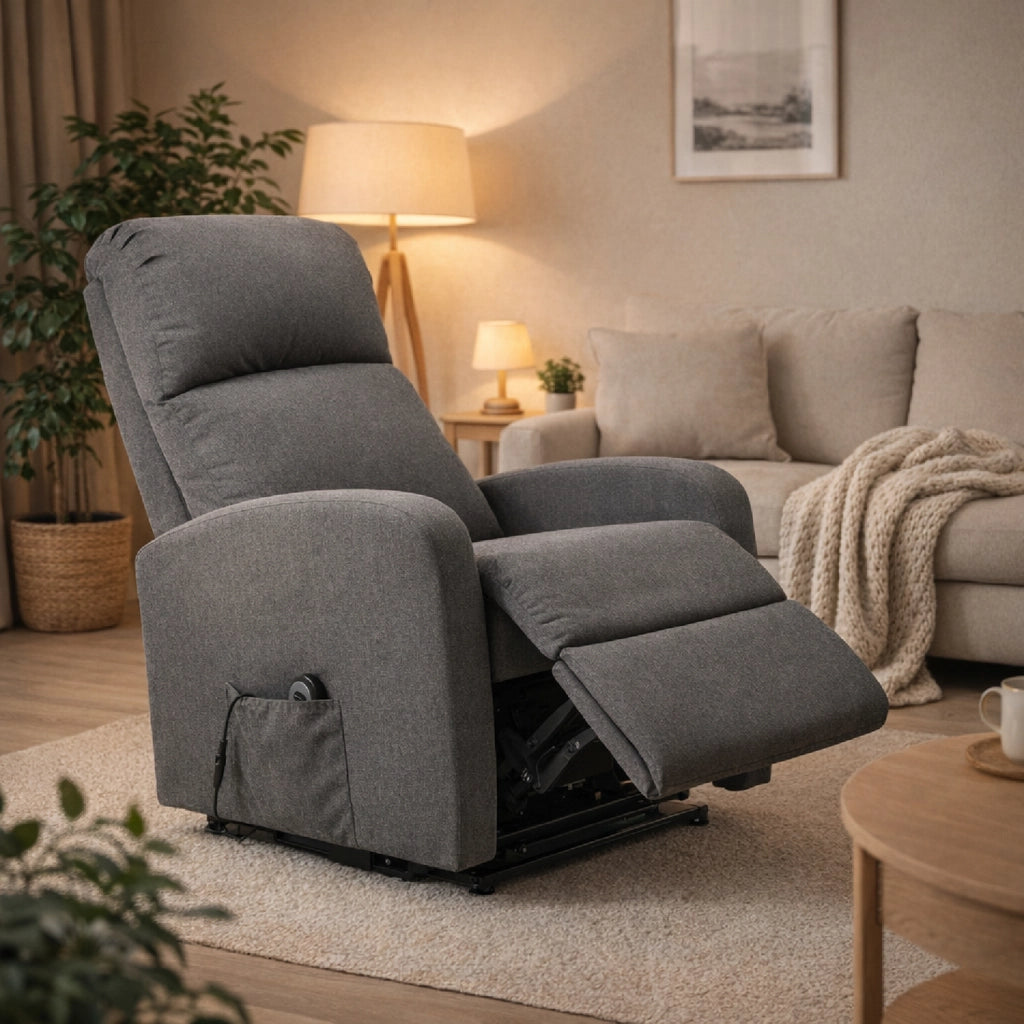 Poltrona Relax Elettrica Con Alzapersona Reclinabile 135° Schienale Ergonomico E Telecomando Poltrona TV Comfort per Anziani Soggiorno 65 x 85 x 105 cm Grigio
