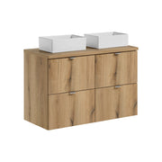 Set mobili bagno 100 cm con piano e 2 lavabi da appoggio Gaja Nova Oak 100 x 1401 x 40 cm