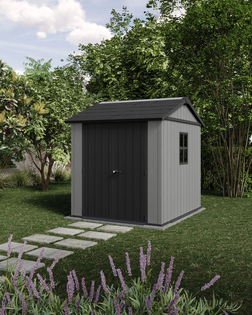 Casetta Box da Giardino 230x223,8x246 cm Newton Plus 757/775 Doppia Opzione Montaggio in Resina Evotech+ Grigio  cm