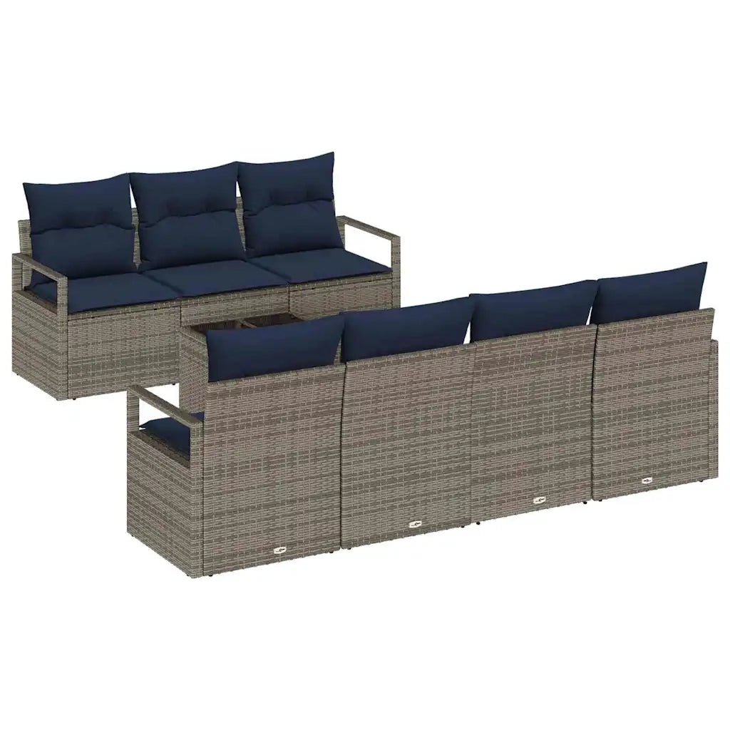 Set di divani con cuscino 8 pcs Grigio polyrattan