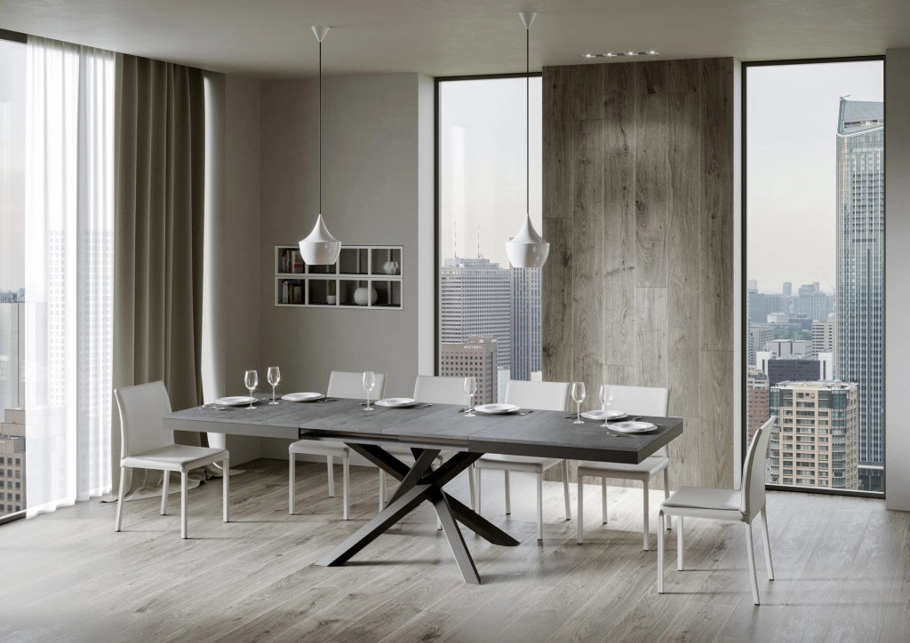 Tavolo allungabile 90x180/284 cm Volta Evolution Cemento telaio Antracite