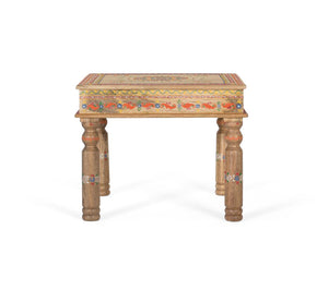 Tavolino in legno di mango con dettagli dipinti a mano