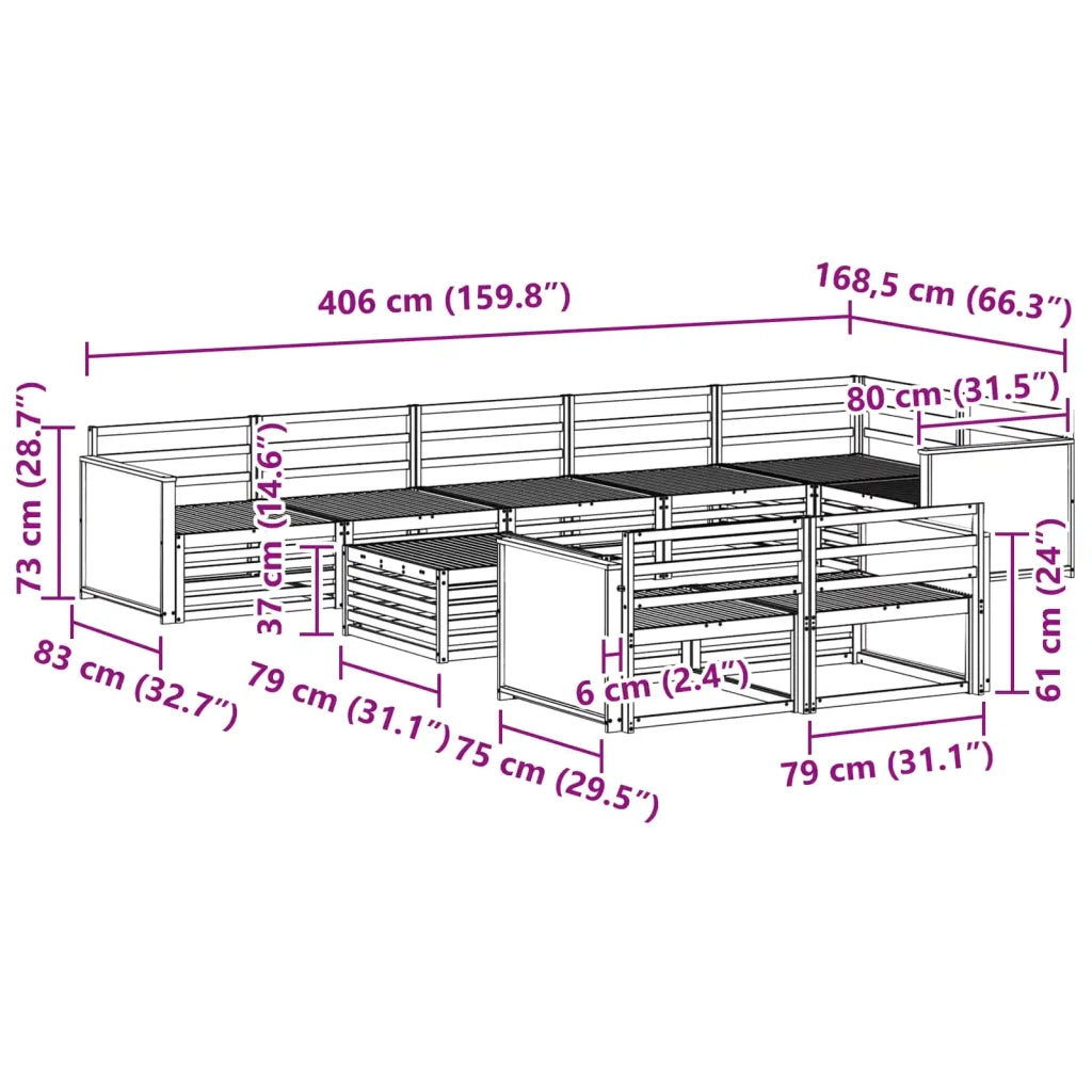 Set di divani da esterno 9 pz 3383537