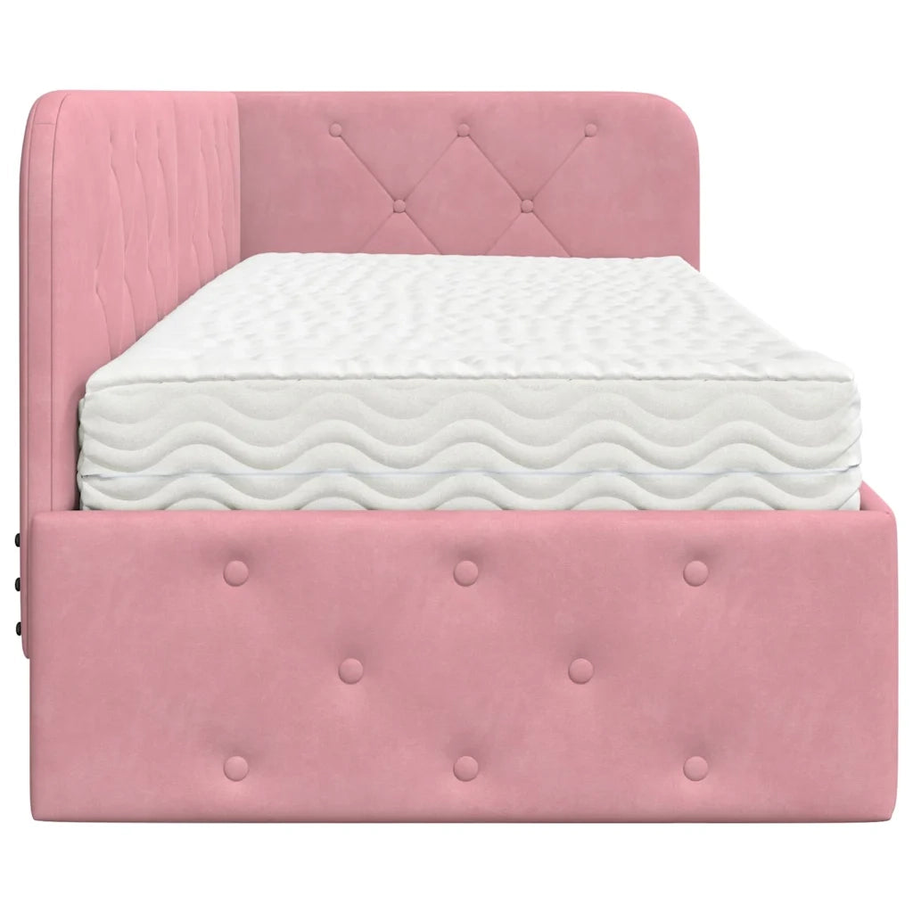 Cornice del letto ad angolo Rosa 80 x 200 cm Velluto 3394065