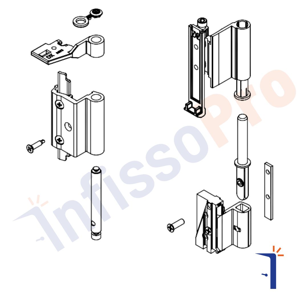 Kit cerniere anta a ribalta Futura 3D 04721 Giesse per profilo R40, vari colori Colore: BIANCO RAL 9010