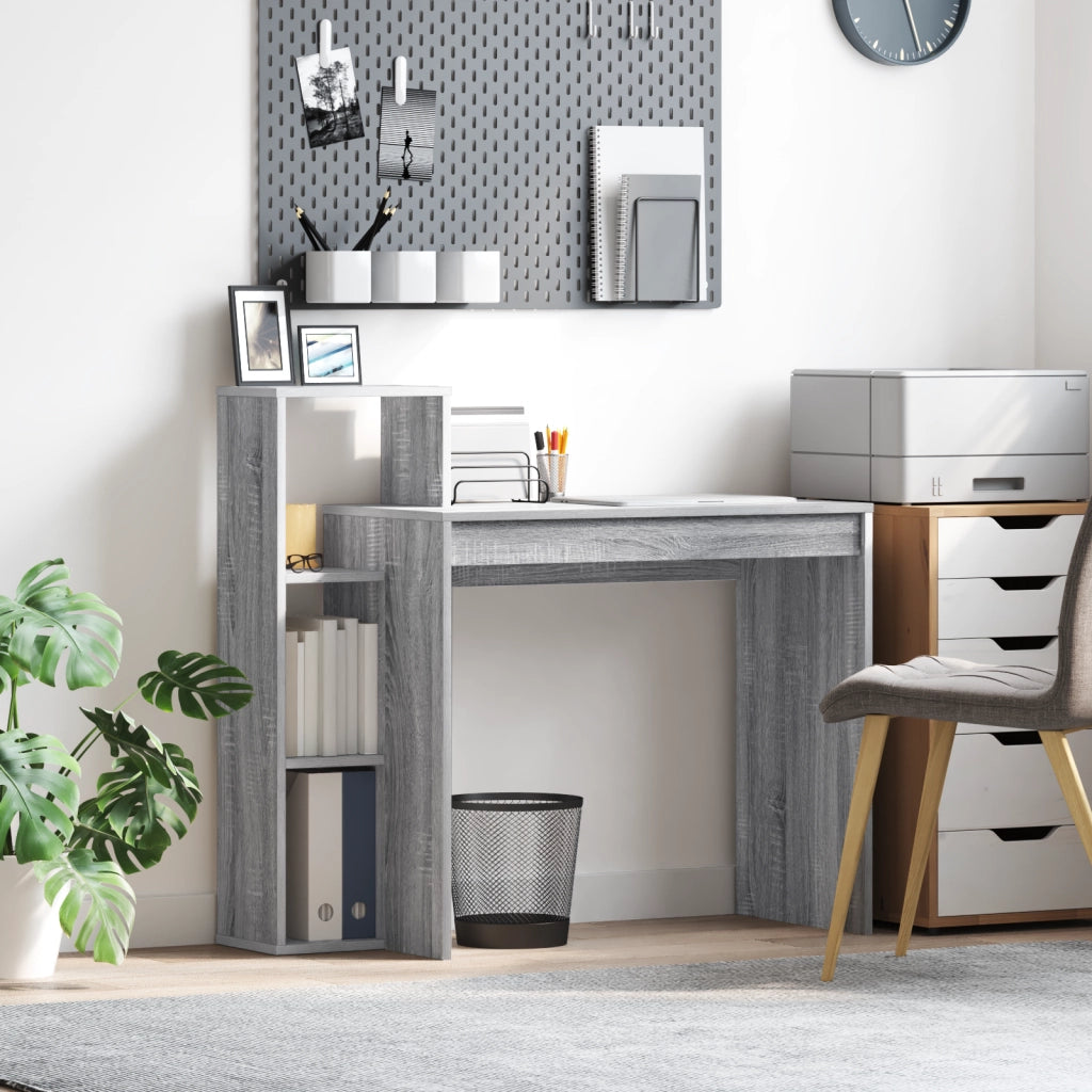 Scrivania per Computer Grigio sonoma Truciolare Media Scaffali