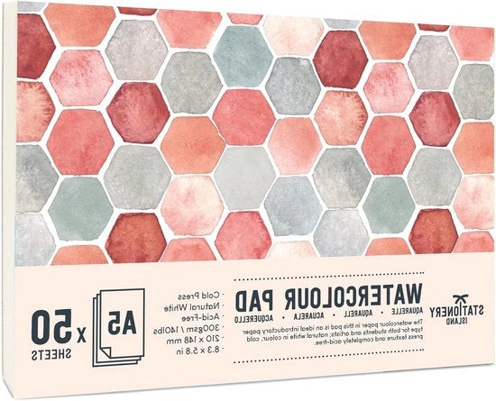 Notatello per Studenti di Alta Qualità Acquerello - Quaderno di Acquerello Freddogessato con 20 Fogli e Carta Aquarello a 300gsm Tessuto a Doppia Trama.
