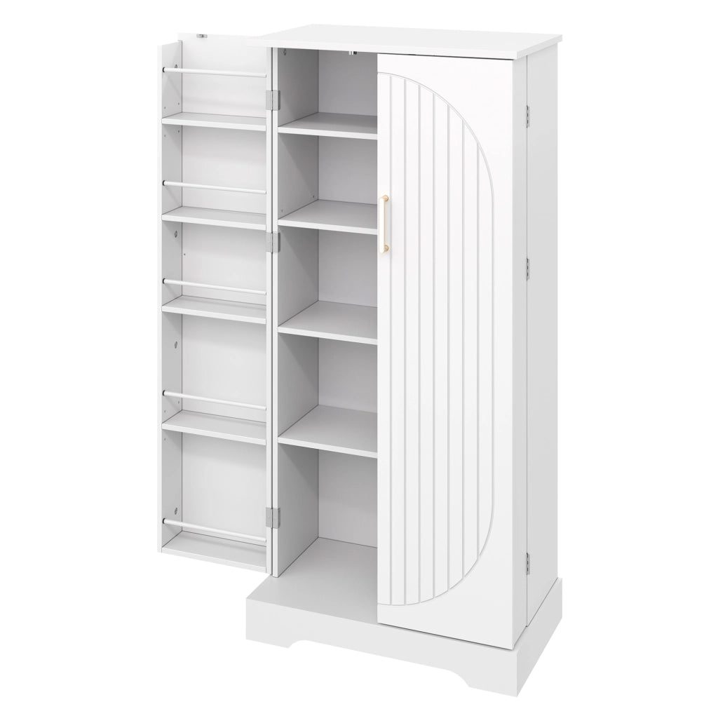 Credenza da cucina 60x35x128 cm salvaspazio con luce LED con sensore bianco