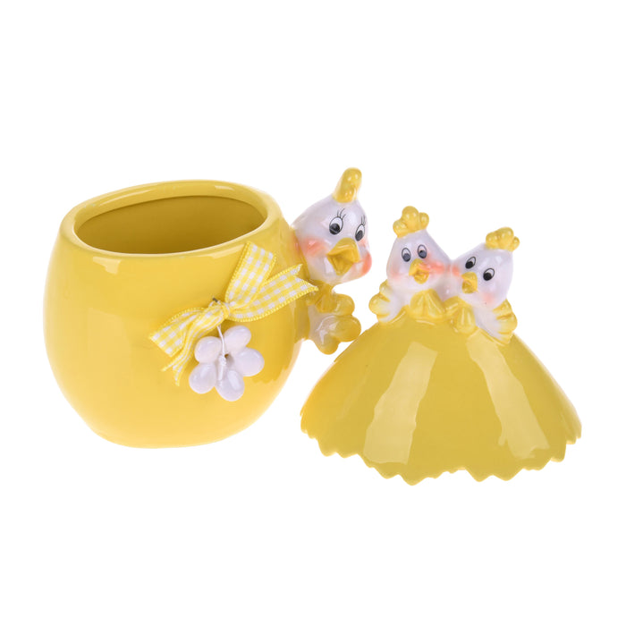 Set 2 Uova in Ceramica con Coperchio Larghezza 11 cm