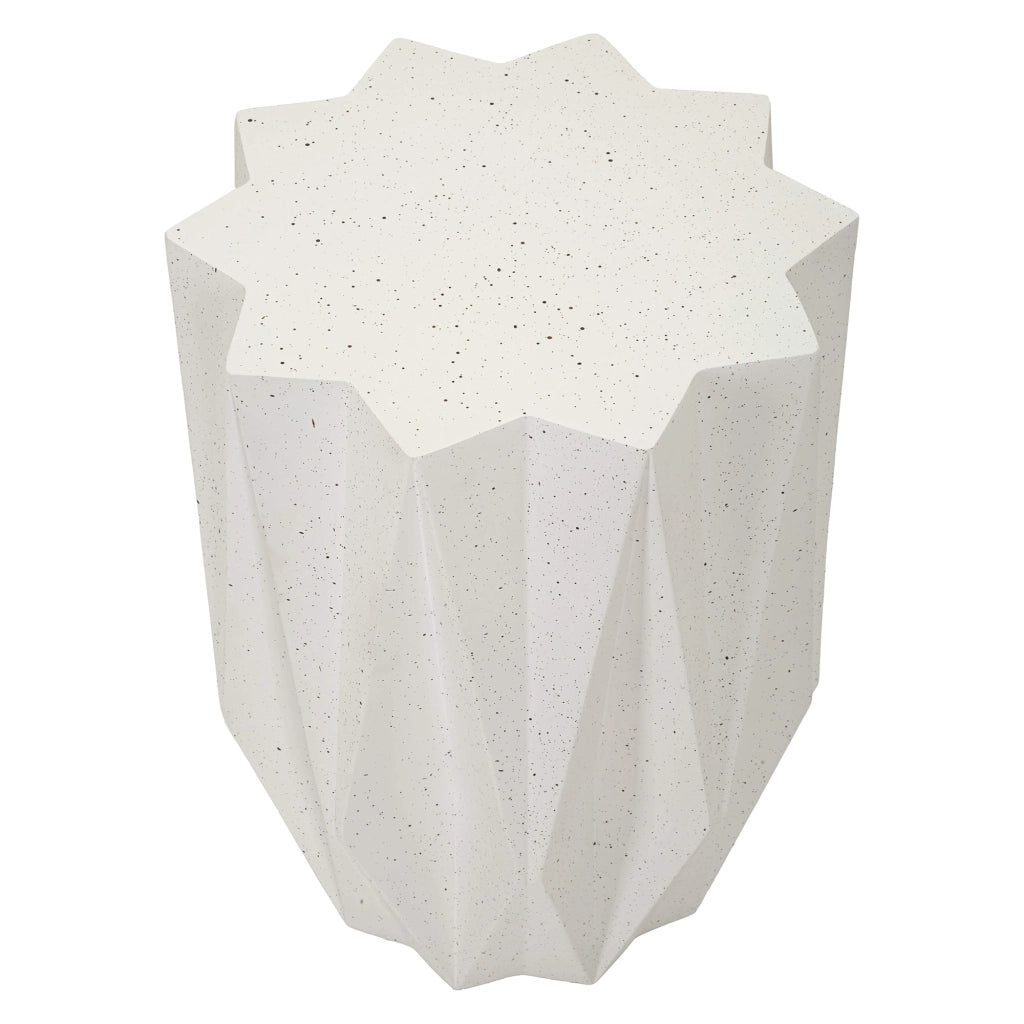 Gala, Tavolino da Salotto Adatto per Indoor/outdoor Effetto Pietra, 46x60x46h cm Bianco Crema
