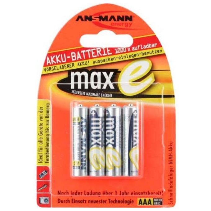 Ansmann maxE plus Batteria ricaricabile Mini Stilo AAA Nichel-Metallo Idruro (NiMH)